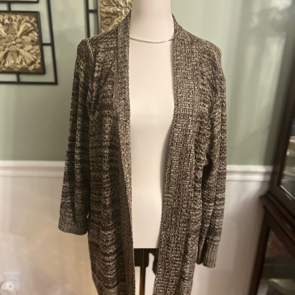 Brown Open Front Cardigan